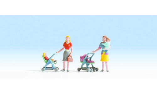Noch 15820 Mother & Baby W/Stroller 4/ H0 Scale Figures 