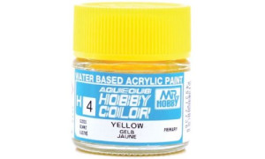 Mr Hobby Aqueous H4 Gloss Yellow 10ml bottle water-based acrylic paint at MAS Hobbies