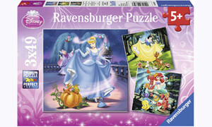 Ravensburger Disney Snow White Cinderella Ariel 3x49 pieces RB09339-7