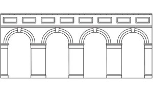 Hornby Mid Level Arched Retaining Walls x2 (Red Brick) R7384