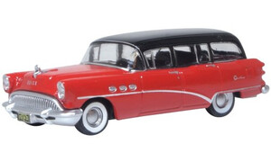 Oxford Diecast 1954 Buick Century Estate Wagon Matador Red/Carlsbad Black 87BCE54004