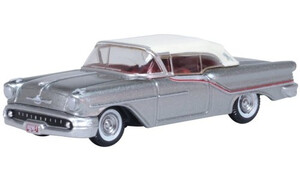 Oxford Diecast 1957 Oldsmobile 88 Convertible (closed) Juneau Gray/accent Red/white 87OC57003