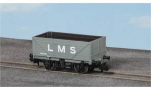 PECO NR7003M N Gauge 7 Plank Wagon 'LMS Grey' No.351270, metal wheels, grey body, white lettering and fine moulded brake rigging detail