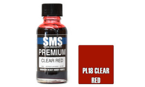 SMS PL18 Premium Clear Red 30ml Lacquer Model Paint for airbrushing at MAS Hobbies Perth