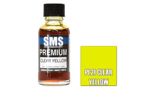 SMS PL21 Premium Clear Yellow 30ml Lacquer Model Paint for airbrushing at MAS Hobbies Perth