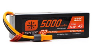 Spektrum 148V 5000mAh 4S 100C Smart G2 Hardcase LiPo Battery IC5 SPMX54S100H5 RC Battery