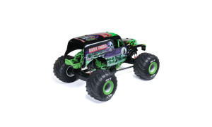 Losi LMT 2.0 Grave Digger Monster Truck with flip-top cage, LED headlights, and driver figure