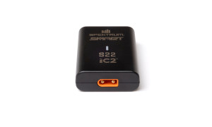 Spektrum S22 G2 USB-C 2S and 3S LiPo 20W Smart Charger with black compact housing, IC2 connector port, LED indicator and Spektrum Smart branding