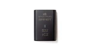 Spektrum S22 G2 USB-C 2S and 3S LiPo 20W Smart Charger with black compact housing, IC2 connector port, LED indicator and Spektrum Smart branding
