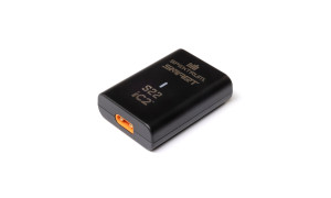 Spektrum S22 G2 USB-C 2S and 3S LiPo 20W Smart Charger with black compact housing, IC2 connector port, LED indicator and Spektrum Smart branding
