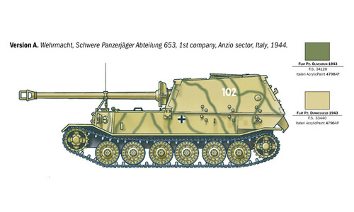 Italeri ELEFANT Sd. Kfz.184 Panzerjager Tiger (P) 0211 Version A