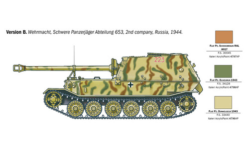 Italeri ELEFANT Sd. Kfz.184 Panzerjager Tiger (P) 0211 Version B