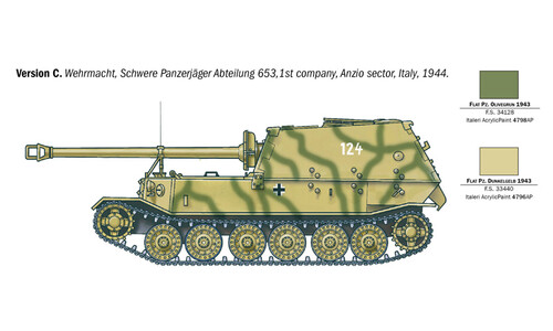 Italeri ELEFANT Sd. Kfz.184 Panzerjager Tiger (P) 0211 Version C