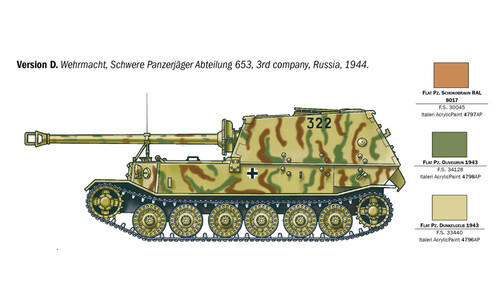 Italeri ELEFANT Sd. Kfz.184 Panzerjager Tiger (P) 0211 Version D