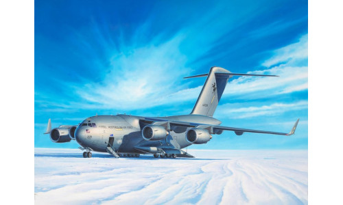 Revell 03747 Boeing C-17A featuring detailed airframe components, strategic airlift styling and accurate scale representation