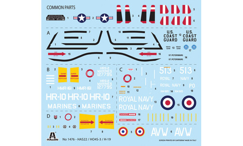 Italeri HO4S-3 / HAS.7 / H-19 Chickasaw 1476 Decals