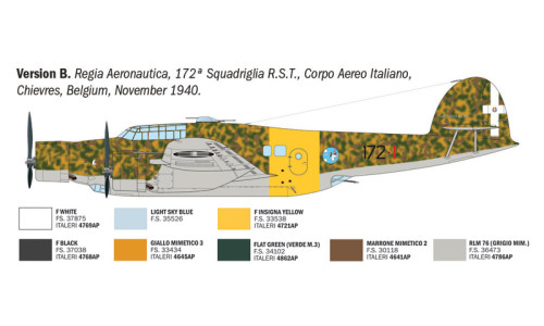 Italeri 1/72 CANT Z.1007bis Alcione model kit 1479 offering realistic panel lines, quality construction and display-ready presentation