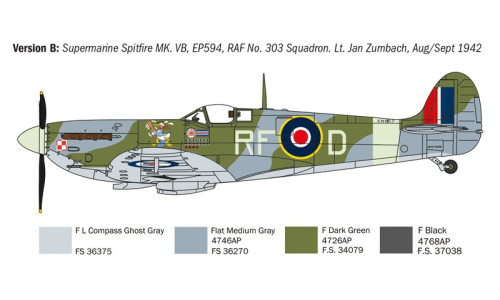 Italeri Spitfire Mk.V / Mk.IX Aces 1/72 kit with detailed engine cowlings, landing gear and classic WWII features