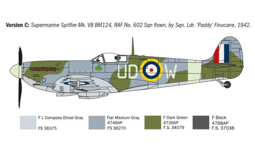 Italeri 1/72 Spitfire Mk.V / Mk.IX Aces plastic model kit with accurate proportions and realistic RAF markings