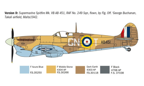 Italeri Spitfire Mk.V / Mk.IX Aces 1/72 scale model kit featuring fine fuselage, wing and cockpit detailing