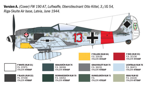 Italeri 1490 FW 190 A-7/A8 ACES 1/72 scale model with accurate proportions, crisp moulding and realistic panel detail