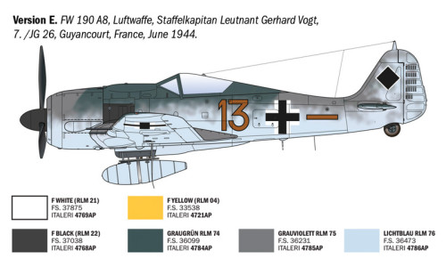 Italeri FW 190 A-7/A8 ACES plastic model kit 1490 delivering detailed WWII aviation features, quality construction and collector appeal