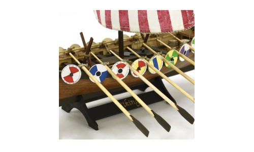 Artesania Latina 1/75 Viking Drakkar kit (19001) featuring precision-cut wooden parts and authentic Norse design