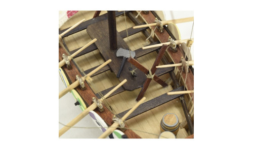 Artesania Latina 19001 Drakkar Viking 1/75 scale model showcasing detailed deck structure, shields and traditional longship construction