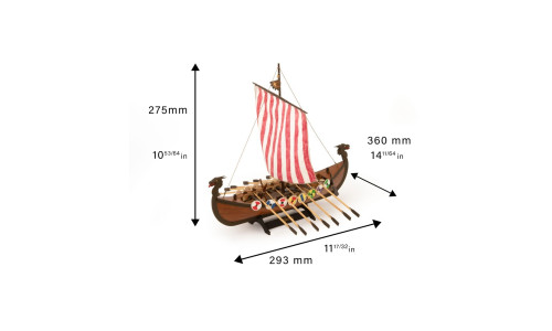 Artesania Latina Drakkar Viking model kit 1/75 (19001) with planked hull, decorative shields and display‑ready finish potential