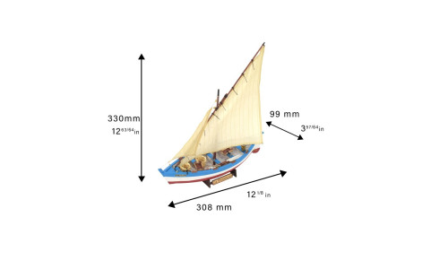 Artesania Latina 1/20 La Provençale fishing boat kit (19017) featuring precision-cut wooden parts and traditional coastal design