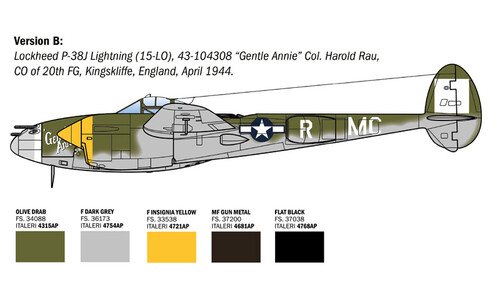 Italeri P-38 J Lightning 2834 Version B