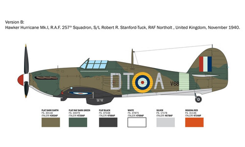 Italeri 2838 1/48 Hurricane Mk.I Aces Detailed Model Kit