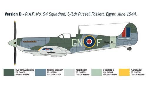 Italeri 2843 Spitfire Mk. IX Aces featuring realistic surface textures, classic fighter aircraft lines and premium scale realism