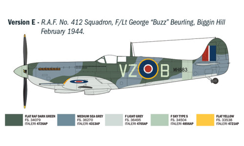 Italeri Spitfire Mk. IX Aces plastic model kit 2843 delivering detailed WWII aviation features, quality construction and collector appeal