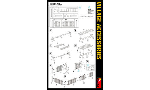 MiniArt 1/35 Village Accessories (35539) with crisp moulding, fine textures and realistic everyday village items