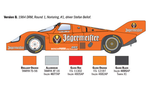 Italeri 1/24 Porsche 956 model kit 3678 offering authentic racing details, clean assembly and display-ready presentation