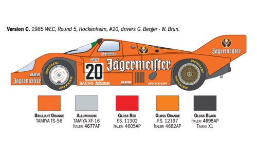 Italeri 3678 Porsche 956 Jägermeister featuring detailed body contours, endurance racing character and premium scale realism