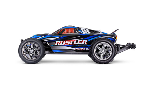 Traxxas Rustler 2WD Bl-2S HD Brushless RC Stadium Truck, Blue 37354-4BLUE Side