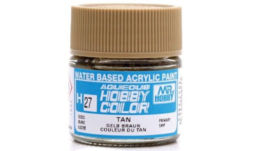 Mr Hobby H27 Aqueous Gloss Tan 10ml bottle water-based acrylic paint at MAS Hobbies