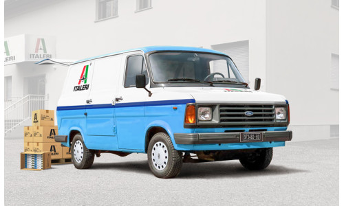 Italeri 1/24 Ford Transit "Italeri" 3975 featuring detailed commercial van bodywork and realistic service vehicle styling
