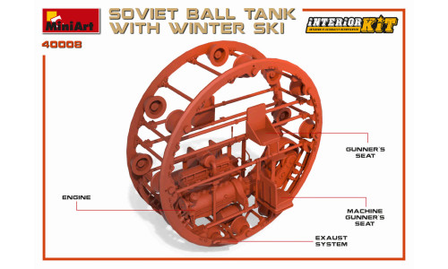 MiniArt 40008 1/35 Soviet Ball Tank with Winter Ski and full interior featuring detailed hull, skis and mechanical components