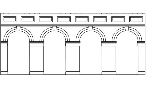 Hornby Mid Level Arched Retaining Walls x2 (Red Brick) R7384