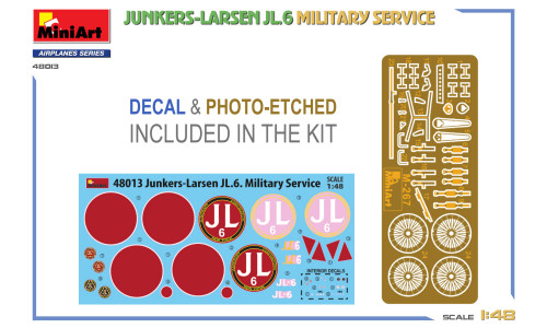 MiniArt 1/48 Junkers-Larsen JL.6 Military Service kit 48013 with detailed fuselage, wing surfaces and authentic early aviation design