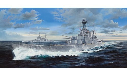 Trumpeter 03710 HMS Hood 1/200 scale plastic model kit with photo-etched details, one-piece hull, and WWII battlecruiser design