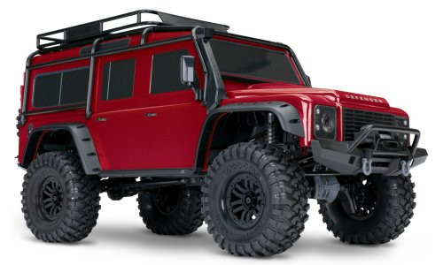 Traxxas 82256-4 TRX-4 Defender Red Edition RC crawler with portal axles, clipless body, and Titan 21T motor
