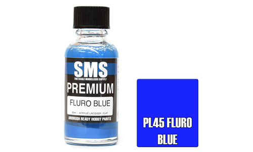 SMS PL45 Premium Fluro Blue 30ml Lacquer Model Paint for airbrushing at MAS Hobbies Perth