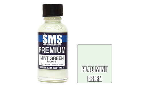 SMS PL48 Premium Mint Green 30ml Lacquer Model Paint for airbrushing at MAS Hobbies Perth