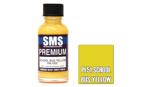 SMS PL51 Premium School Bus Yellow 30ml Lacquer Model Paint for airbrushing at MAS Hobbies Perth