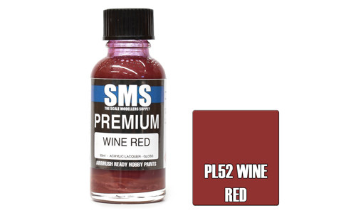 SMS PL52 Premium Wine Red 30ml Lacquer Model Paint for airbrushing at MAS Hobbies Perth