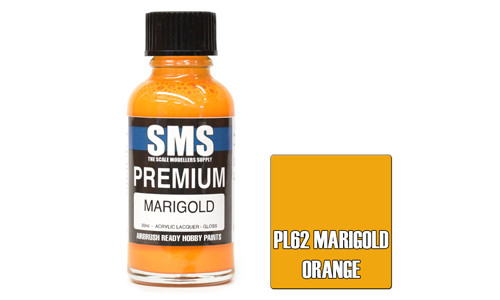 SMS PL62 Premium Marigold Orange 30ml Lacquer Model Paint for airbrushing at MAS Hobbies Perth